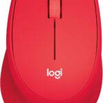 Logitech M330 Silent Plus Wireless Mouse, 2.4GHz with USB Nano Receiver, 1000 DPI Optical Tracking, 3 Buttons, 24 Month Life Battery, PC / Mac / Laptop - Red