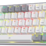 Redragon K617 Fizz 60% Wired RGB Gaming Keyboard, 61 Keys Compact Mechanical Keyboard w/White and Grey Color Keycaps, Linear Red Switch, Pro Driver/Software Supported