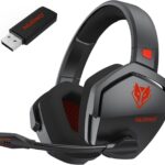 NUBWO G06 Dual Wireless Gaming Headset with Microphone for PS5, PS4, PC, Mobile, Switch: 2.4GHz Wireless + Bluetooth - 100 Hr Battery - 50mm Drivers - Red