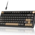 RK ROYAL KLUDGE R75 Wired Gaming Keyboard with Volume Knob, 75% Mechanical Gaming Keyboard Custom Gasket Mount with MDA Profile PBT Keycaps, QMK/VIA, Hot Swappable Silver Switch, Black