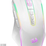 Redragon Gaming Mouse Wireless RGB Rechargeable Gaming Mouse with 9 Macro Editing Programmable Buttons / 8000 DPI, Ergonomic Wireless Gaming Mouse, 70Hrs for PC/Mac Gamer, White
