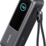 Anker Laptop Power Bank, 25,000mAh 165W Portable Charger with Triple 100W USB-C Ports for Multi-Device Charging, Built-in and Retractable Cables, for iPhone 16/15 Series, MacBook, Samsung, and More