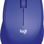 Logitech M330 Silent Plus Wireless Mouse, 2.4GHz with USB Nano Receiver, 1000 DPI Optical Tracking, 3 Buttons, 24 Month Life Battery, PC / Mac / Laptop - Blue