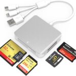 Memory Stick Pro Duo Adapter-5 in 1 SD/TF/CF/MS/XD Picture Card Reader for iPhone/USB C/PC,Lightning+USB C+USB A Memory Stick pro Duo Reader,Multi Card Reader Supports USB C Lightning OTG Adapter