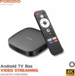 Porodo Android TV Box, 1080p Full HD, 2GB RAM, 8GB Memory, Voice Control, BLE Bluetooth Remote Control, Quad-Core CPU, Android 9, Dual-Band 5G WiFi, HDMI, USB, LAN, AV Out, Home Entertainment – Black - Image 4